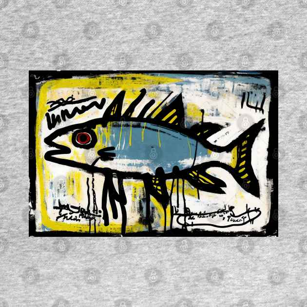 Blue Trout in Spray Painted Style Painting by Walter WhatsHisFace